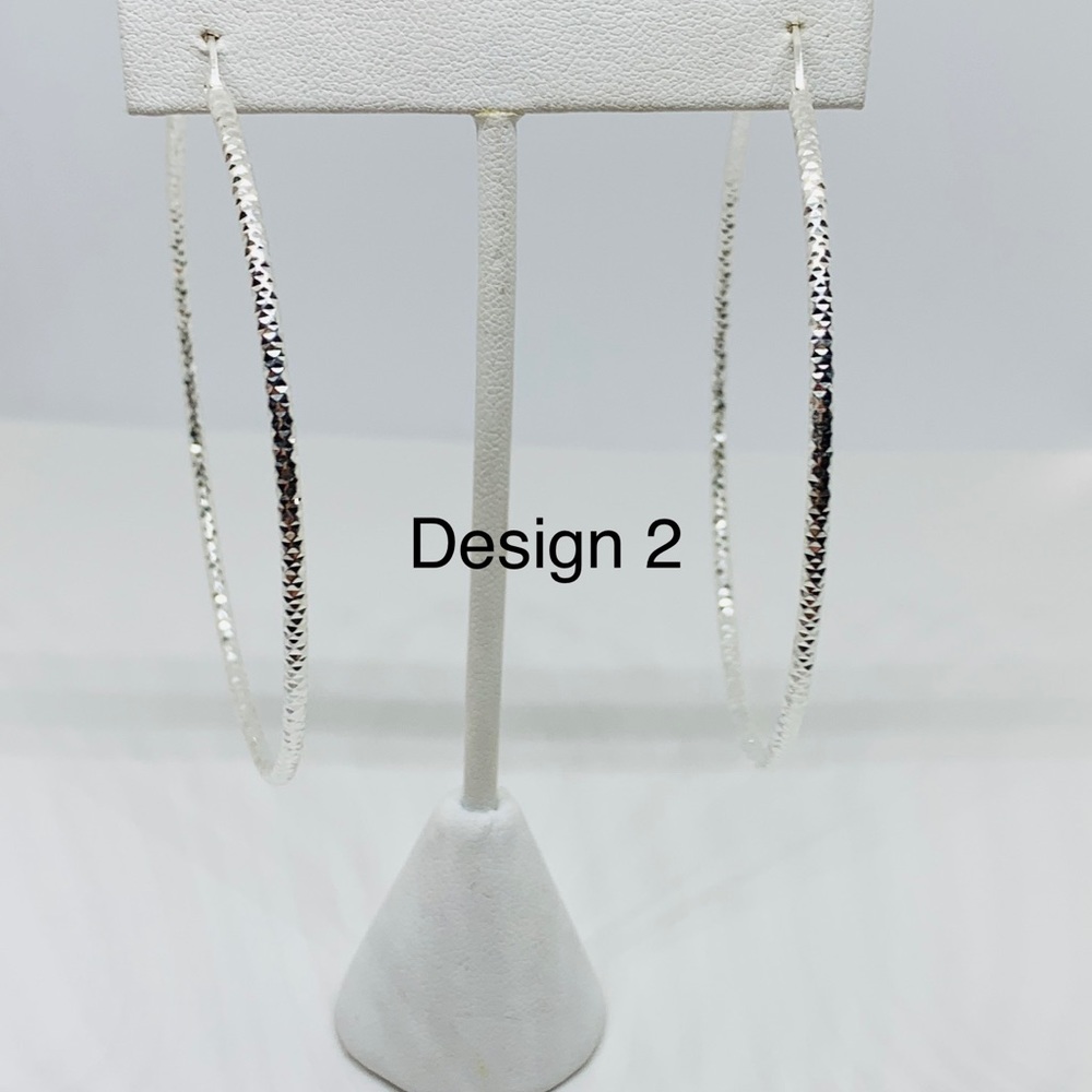 Sterling Silver 925 Hoop Earrings 2.75” - Picture 1 of 8